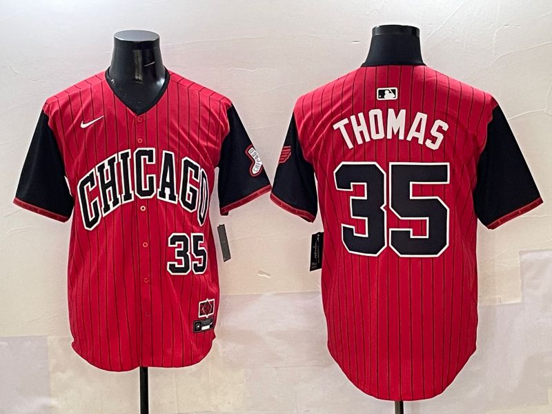 Men Chicago White Sox #35 Thomas Red Stripe Joint Name 2025 Nike MLB Jersey style 11->chicago white sox->MLB Jersey